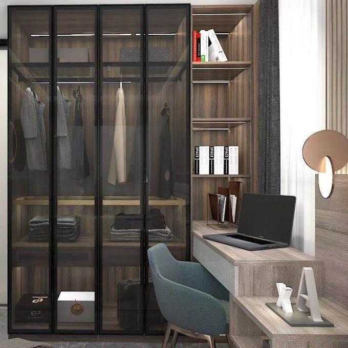 Modern Hinged Open Door Fitted Wardrobe Interiors MDF 7ft Custom 0