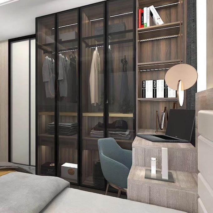 Modern Hinged Open Door Fitted Wardrobe Interiors MDF 7ft Custom 1