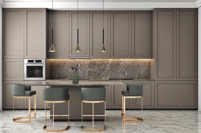 One-Stop Designs Factory Customized High Gloss Kitchen Cabinet Sets For Villa 0