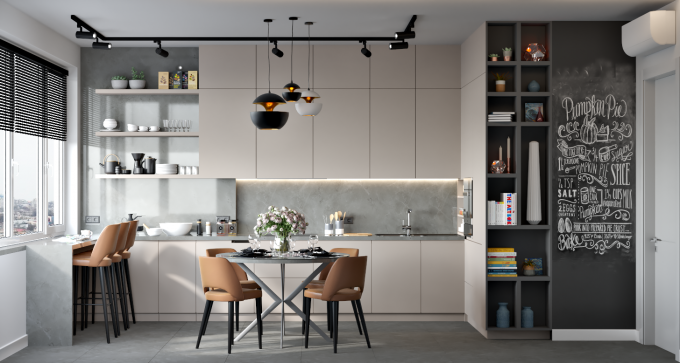 One-Stop Designs Factory Customized High Gloss Kitchen Cabinet Sets For Villa 1