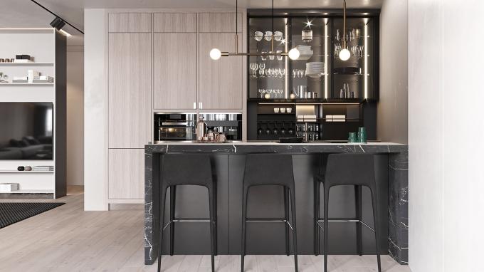 One-Stop Designs Factory Customized High Gloss Kitchen Cabinet Sets For Villa 2