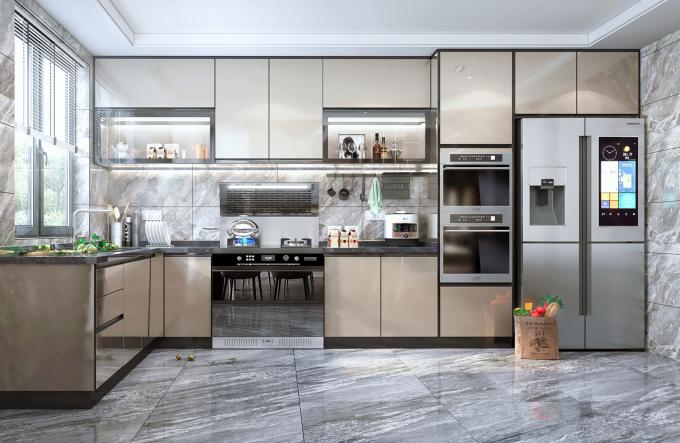 One-Stop Designs Factory Customized High Gloss Kitchen Cabinet Sets For Villa 3
