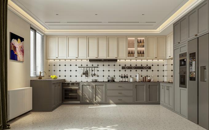 Ready Made Custom Furniture Small Wood Color Modular Oak Kitchen Cabinet Set 2