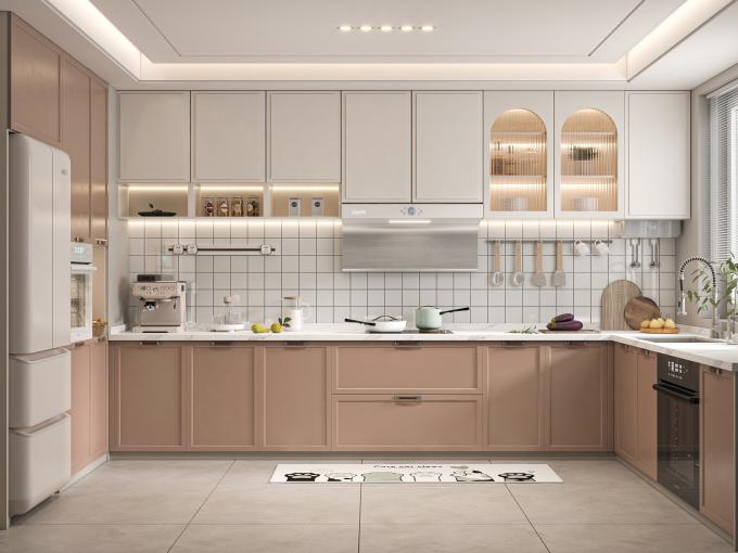 Ready Made Custom Furniture Small Wood Color Modular Oak Kitchen Cabinet Set 3