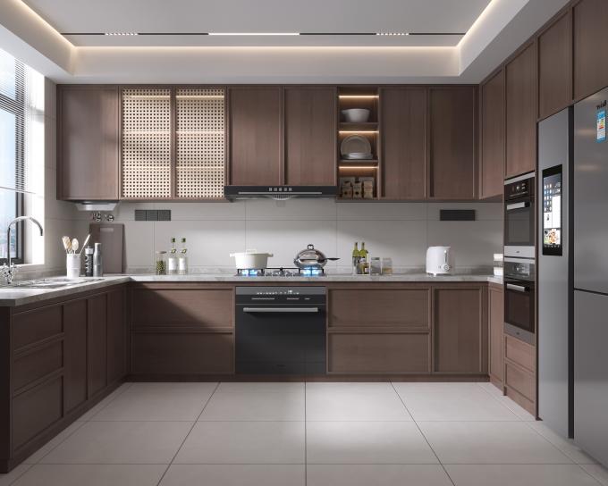 Custom Modular Cupboards Elegant Wood Kitchen Cabinet For Hotel 3