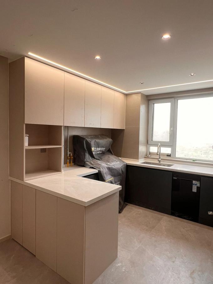 Modern Kitchen Cabinet with Marble Countertop for Apartments 1