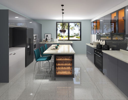buy Modern Kitchen Cabinet Particle Board Construction with Sintered Stone online manufacturer