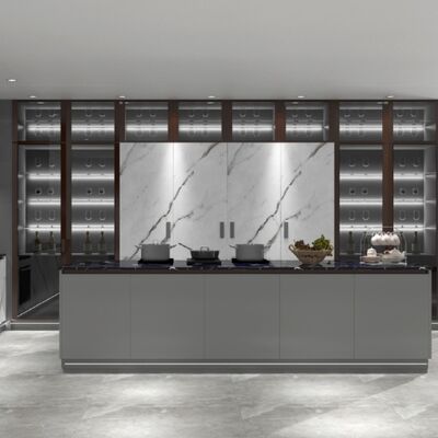 Woodgrain Modern Kitchen Cabinet Unassembled Handleless Furniture