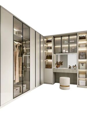 MDF Wooden 6x6 Walk In Closet Wardrobe Units Double Door