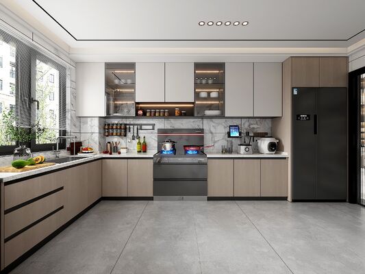 buy Automatic Foshan Custom Furniture Cupboard Pantry Shaker Cherry Kitchen Cabinet online manufacturer