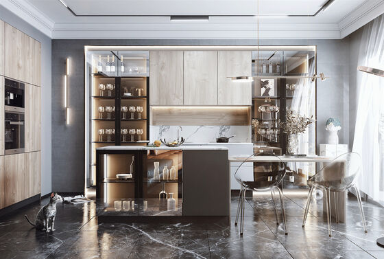 buy Direct Supplier High Gloos White PVC Finish Kitchen Cabinet With Wooden Melamine online manufacturer