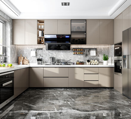 buy Modern U Shape Kitchen Furniture With MDF Matte Lacquer Countertop Island online manufacturer