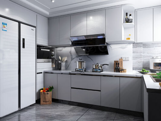 L Shape Kitchen Pastoral Style Wood Home Cabinet Wooden Storage Apartments