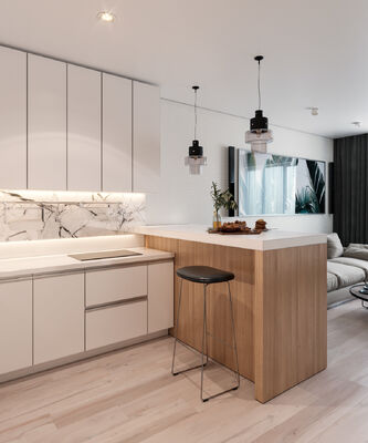 Custom Door Material Modern Kitchen Cabinet With Carcass Material For Villa