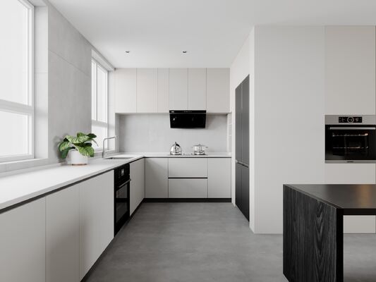 Quick Assembly Modern Grey Kitchen Cabinets Custom Design With Island