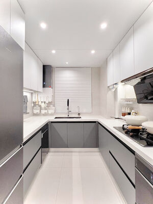 buy Modern Design Melamine White Kitchen Pantry Cabinet With Countertop online manufacturer