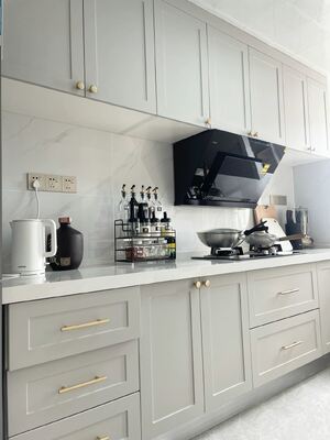 Direct Manufacturer Ready Made Finished Aluminum Glass Door Kitchen Cabinet
