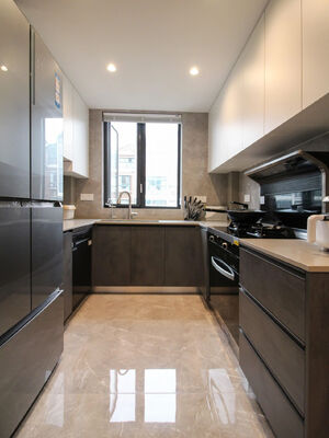 buy Contemporary Melamine Wood Grain Finish Island Kitchen Cabinet online manufacturer