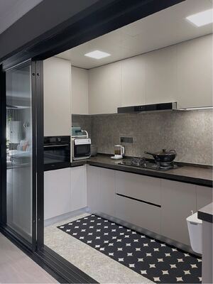 buy Modern Style Kitchen Cabinet Melamine Finished Wood Grain Design Cupboard online manufacturer