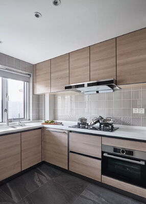 Economic Style Flat Panel Laminate Small Kitchen Cabinets for Villa