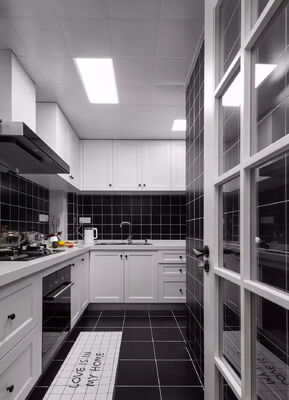 Modern White Flat Panel MFC Melamine Customized Kitchen Cabinets