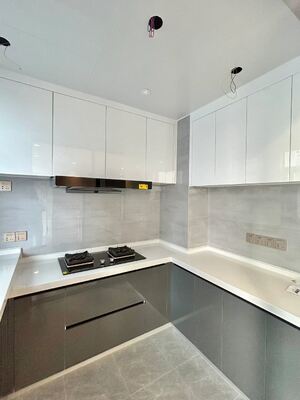 buy Modern Kitchen Cabinets with Quartz Countertop and Backsplash online manufacturer