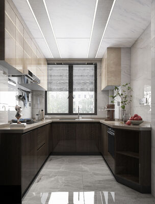 buy Modern Melamine Finish Kitchen Cabinet with Natural Stone Texture online manufacturer