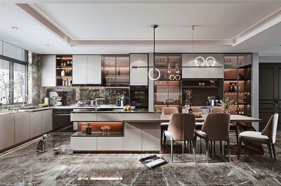 Luxury Modern Melamine Furniture Custom Wood Kitchen Cabinet For Home