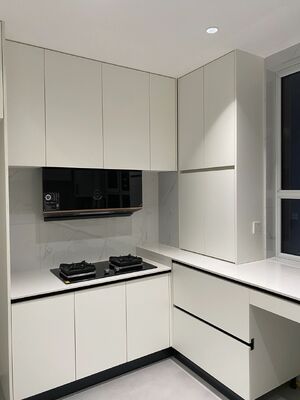 buy Modern Kitchen Cabinets Custom Wood Style with Artificial Marble online manufacturer