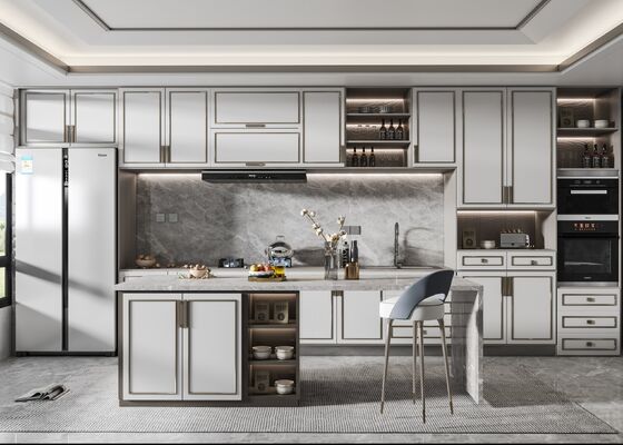 buy Custom Modular Kitchen Cabinet with Quartz Countertop online manufacturer