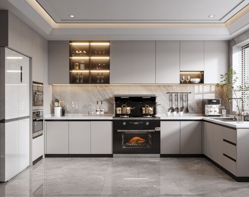buy Modular Kitchen Cabinet Sets MDF Plywood for Apartments Hotels online manufacturer