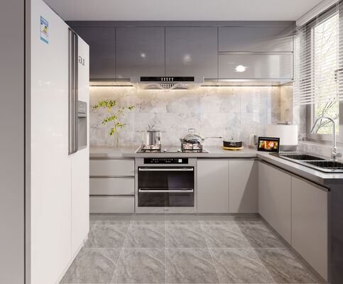 Modern Minimalist Pure White Melamine Kitchen Cabinet Set Particle Board Upper