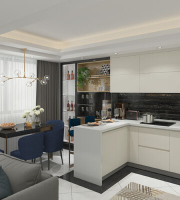 Prefabricated Walnut Kitchen Cabinets Wooden Furniture Cupboard Joinery