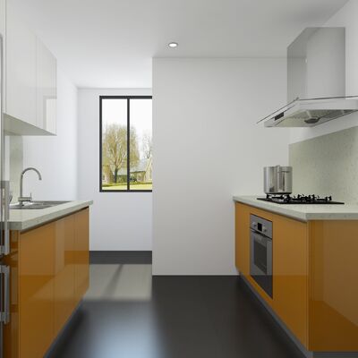 Paticle Board& Wall Mounted Wood Cupboard With Quartz Countertop Kitchen Cabinet
