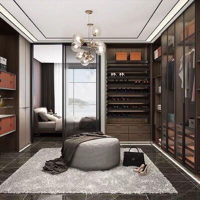 Modern Fitted PVC Walk In Garderobe Robe Cupboards MDF Ready Made