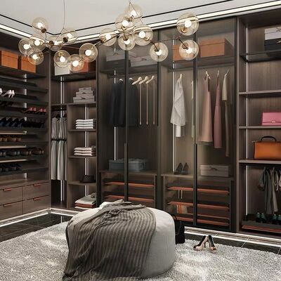 Modern Fitted PVC Walk In Garderobe Robe Cupboards MDF Ready Made
