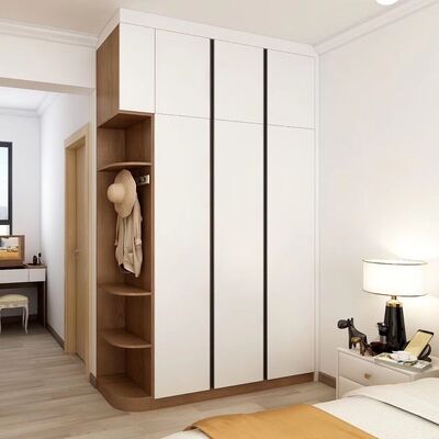 MDF Particle Board Solid Wood White Wardrobe 75cm Wide With Leminate Lacquer