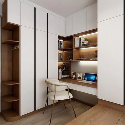 MDF Particle Board Solid Wood White Wardrobe 75cm Wide With Leminate Lacquer