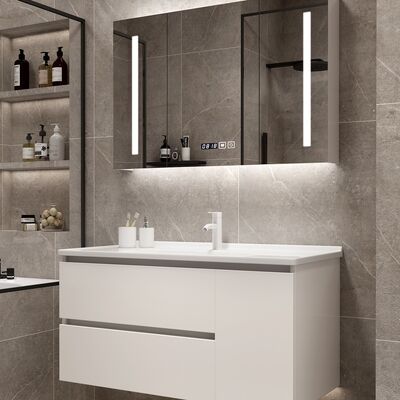 Environment Friendly Painted Bathroom Vanity Unit 800mm Mirror lighted