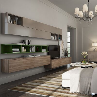 MDF Solid Wood TV Stand Cabinet 80 inch With Anti Water Drawers