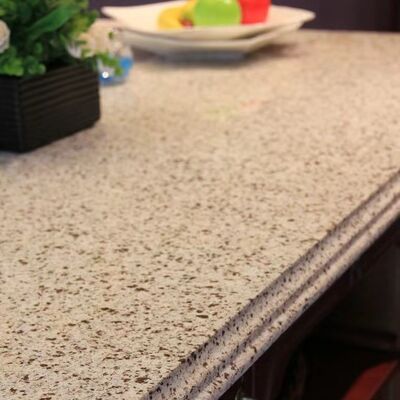 Kitchen Leathered White Starlight Quartz Countertops Artificial