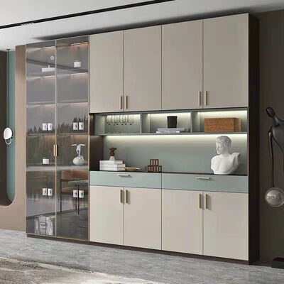 ODM Wall Mounted Showcase Cabinet Commercial Glass Display Case Lacquer Finish
