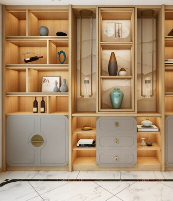 Ash Wood Corner Bedroom Bookshelf Wall Solid Wooden Upholstery