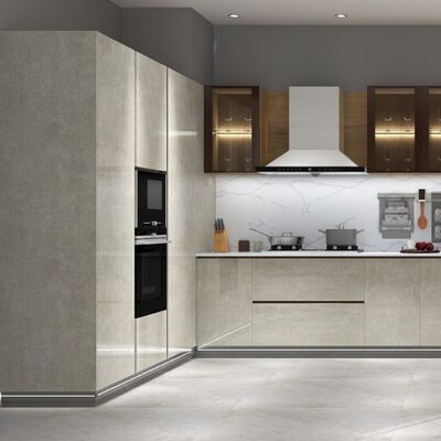 Sleek Supplier Gloss Lacquer Kitchen Cabinet with Practical Accessories