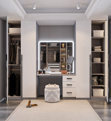 Living Room Walk In Closet Made Of Particle Board Carcass And Hettich Hardware
