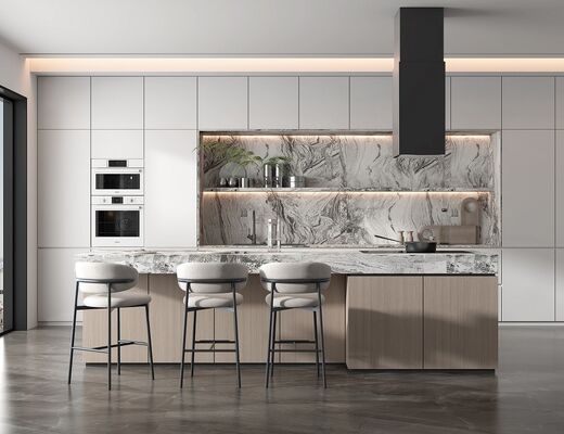Residence Contemporary Kitchen Cabinet with Glossy Surface Lacquer Door Panel