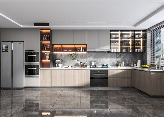Ash Solid Wood Assembled Packing Kitchen Cabinet Charm For Hotel Apartment