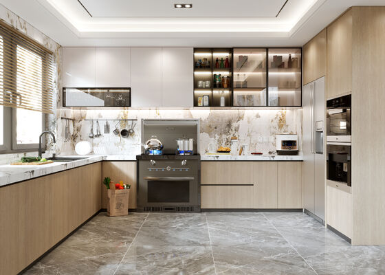 Ash Solid Wood Assembled Packing Kitchen Cabinet Charm For Hotel Apartment