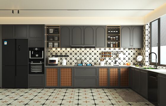 Complete Sets Handles Finish Modular Wooden Kitchen Cabinet with Handles