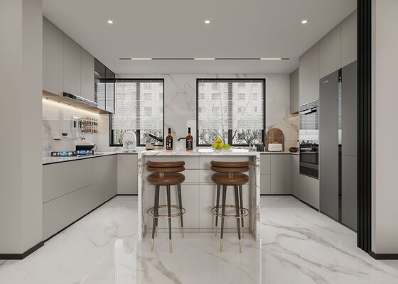 Home Hotel Ceramic Melamine Shaker Kitchen Cabinets With Island Sink Countertop